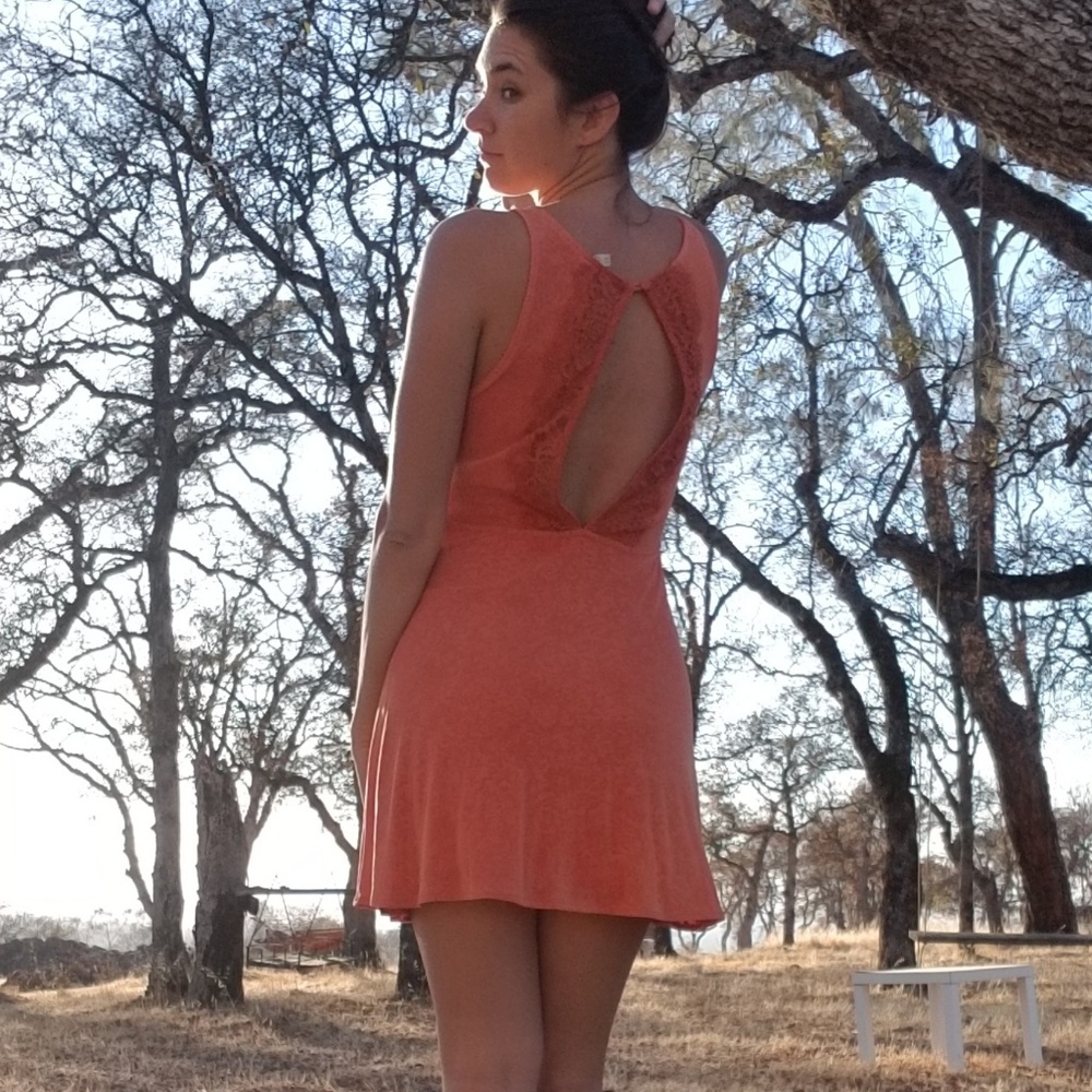 Free people orange lace back dress
